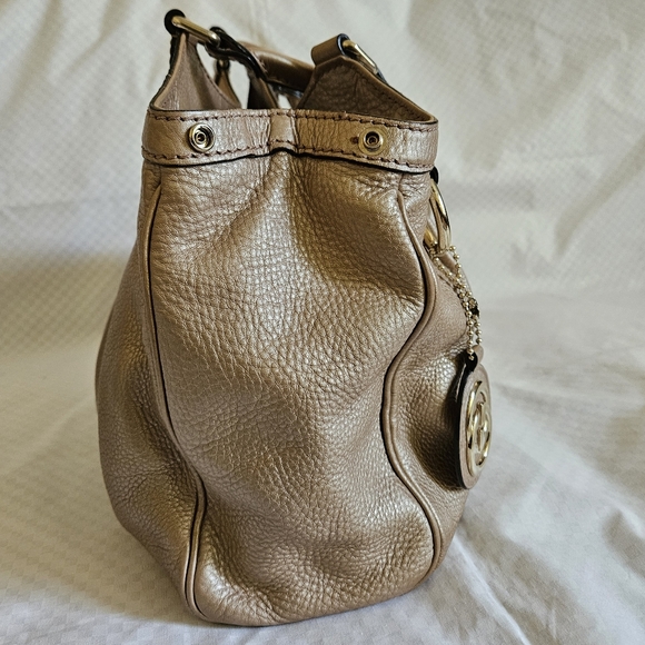 NDS Women's Gucci Beige Leather Luxury Satchel Handbag (EXCELLENT) - Picture 10 of 16